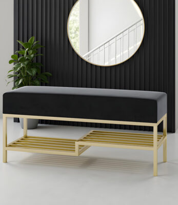 Ashton Modern Upholstered Bench with Shoe Rack