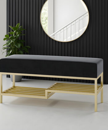 Ashton Modern Upholstered Bench with Shoe Rack