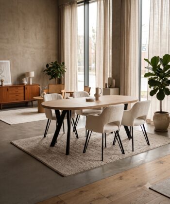 Modern Oak Veneer or Laminate  Extendable Dining Table – Round to Oval 100-180cm