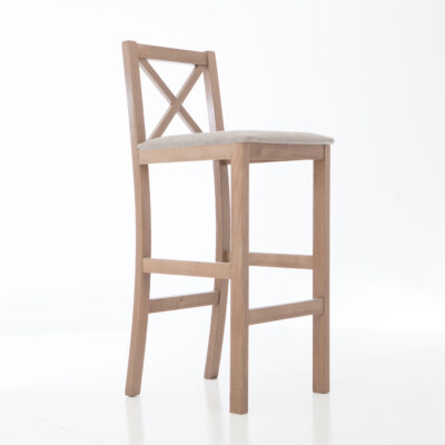 Hampton Traditional Cross-Back Bar Stool with Upholstered Seat