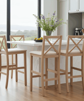 Hampton Traditional Cross-Back Bar Stool with Upholstered Seat 89cm