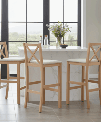 Hampton Traditional Cross-Back Bar Stool with Upholstered Seat 89cm