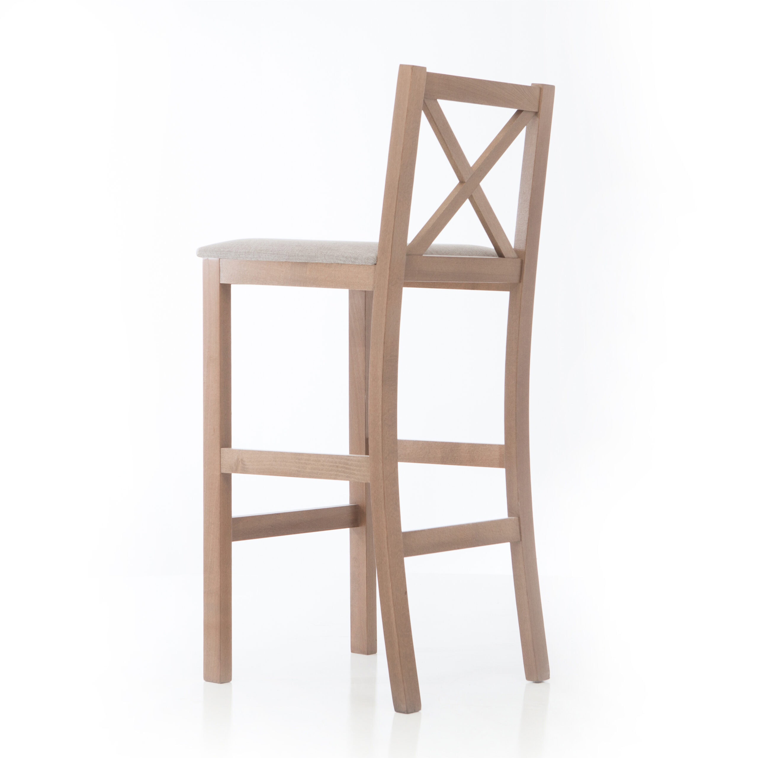 Hampton Traditional Cross-Back Bar Stool with Upholstered Seat 89cm