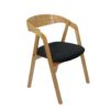 Scandinavian oak dining chair with ergonomic bentwood backrest.