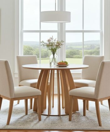 The Aurora Modern Round Dining Table Black with Sculptural Base