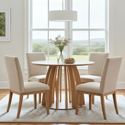 The Aurora Modern Round Dining Table Black with Sculptural Base