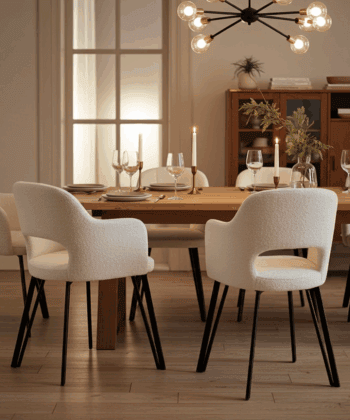Luna Modern Bouclé Armchair with Cut-Out Backrest Design