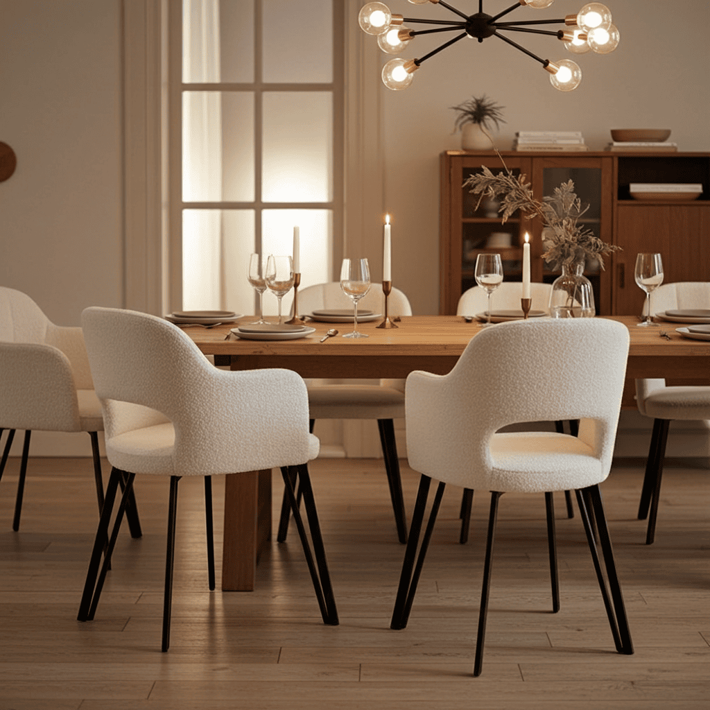 Luna Modern Bouclé Armchair with Cut-Out Backrest Design