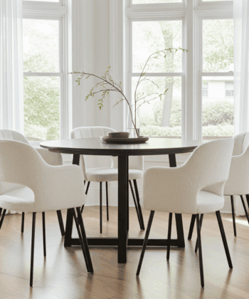 Luna Modern Bouclé Armchair with Cut-Out Backrest Design