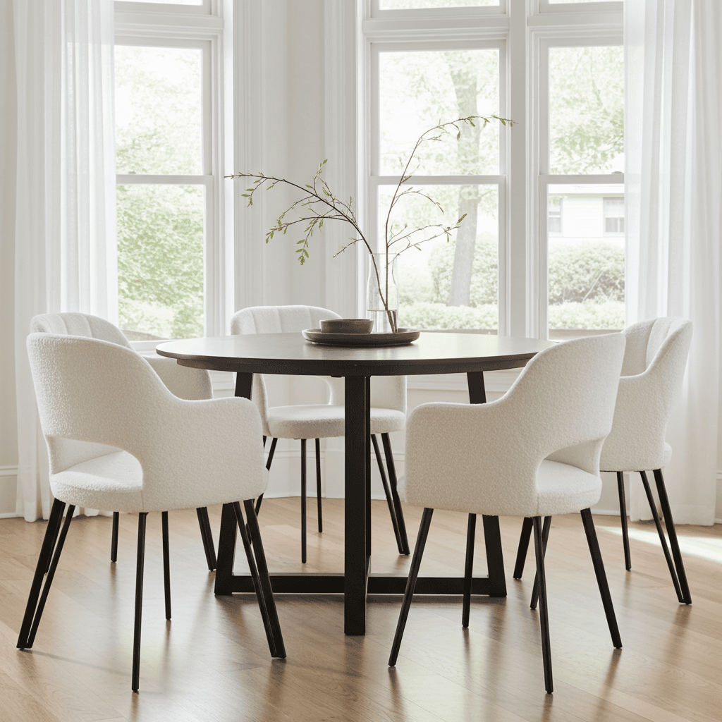Luna Modern Bouclé Armchair with Cut-Out Backrest Design