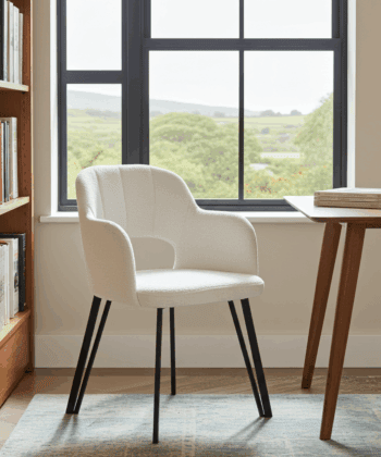 Luna Modern Bouclé Armchair with Cut-Out Backrest Design