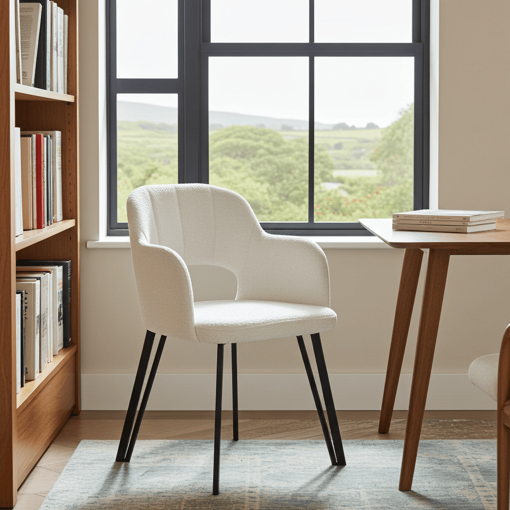 Luna Modern Bouclé Armchair with Cut-Out Backrest Design