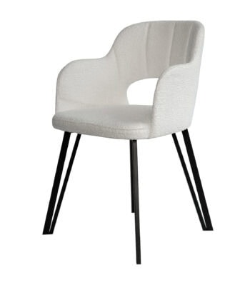 Luna Modern Bouclé Armchair with Cut-Out Backrest Design