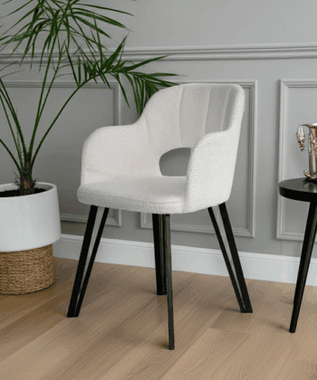 Luna Modern Bouclé Armchair with Cut-Out Backrest Design