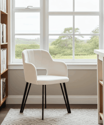 Luna Modern Bouclé Armchair with Cut-Out Backrest Design