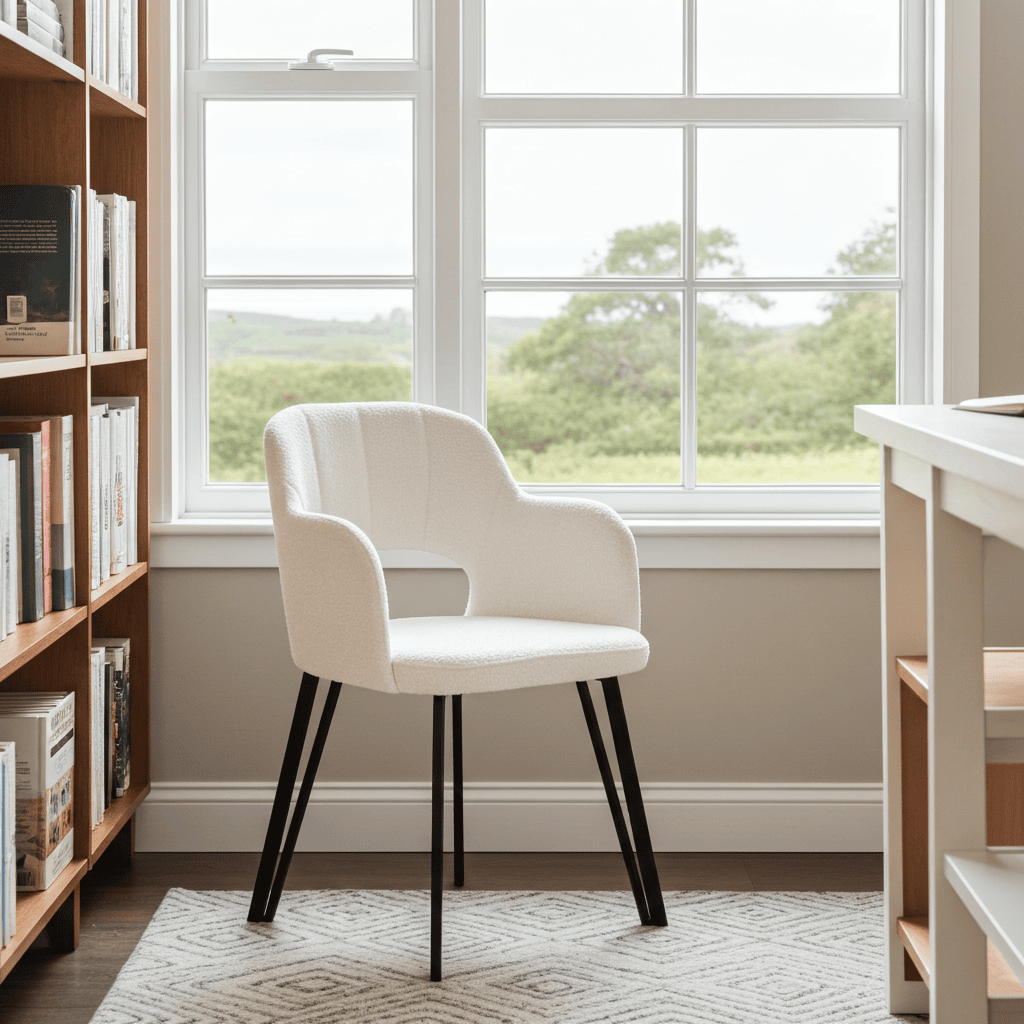 Luna Modern Bouclé Armchair with Cut-Out Backrest Design