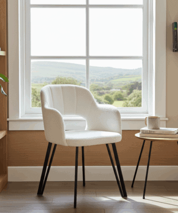 Luna Modern Bouclé Armchair with Cut-Out Backrest Design