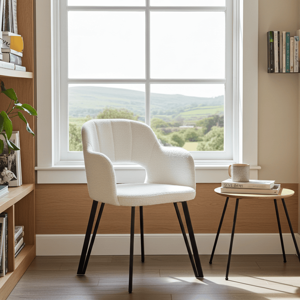 Luna Modern Bouclé Armchair with Cut-Out Backrest Design