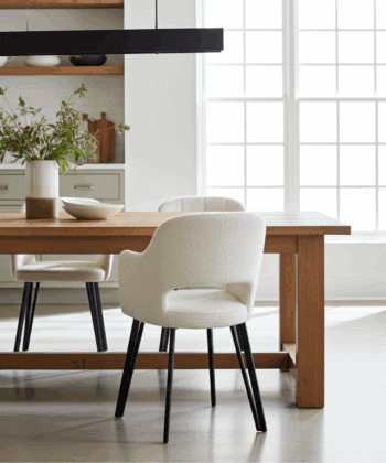 Luna Modern Bouclé Armchair with Cut-Out Backrest Design