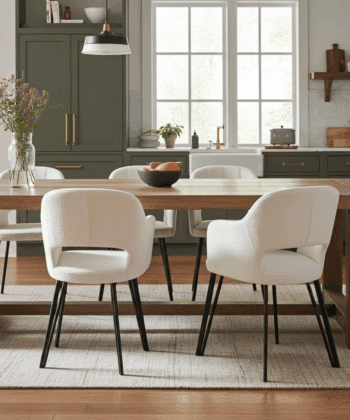 Luna Modern Bouclé Armchair with Cut-Out Backrest Design