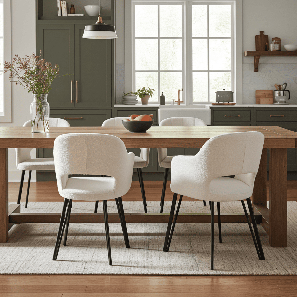 Luna Modern Bouclé Armchair with Cut-Out Backrest Design