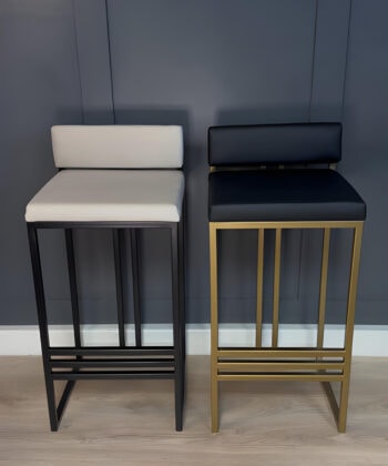 Luxury Irish Gold Bar Stool – Black Eco-Leather Seat