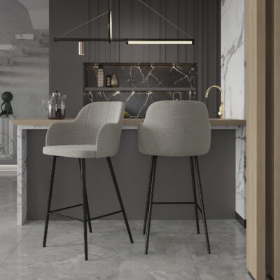 Marco Modern Upholstered Bar Stool with Armrests & Footrest