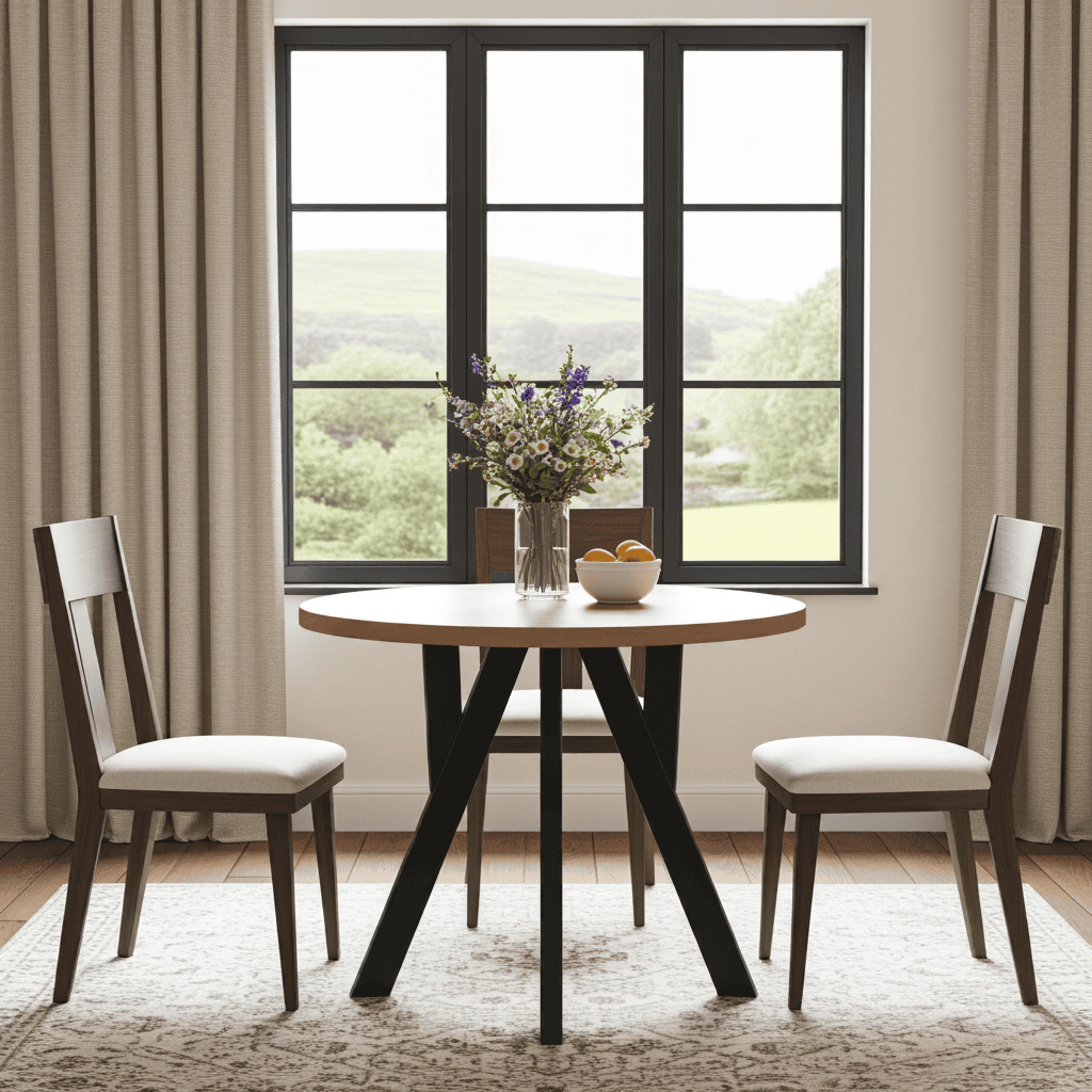 Modern Oak Veneer or Laminate Extendable Dining Table - Round to Oval 100-180cm