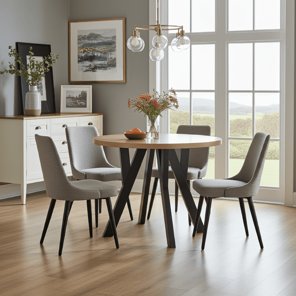 Modern Oak Veneer or Laminate Extendable Dining Table - Round to Oval 100-180cm