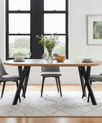Modern Oak Veneer or Laminate Extendable Dining Table - Round to Oval 100-180cm