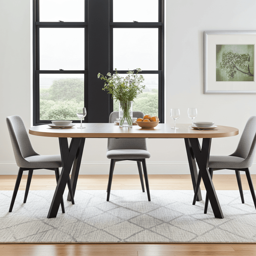 Modern Oak Veneer or Laminate Extendable Dining Table - Round to Oval 100-180cm