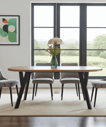 Modern Oak Veneer or Laminate Extendable Dining Table - Round to Oval 100-180cm