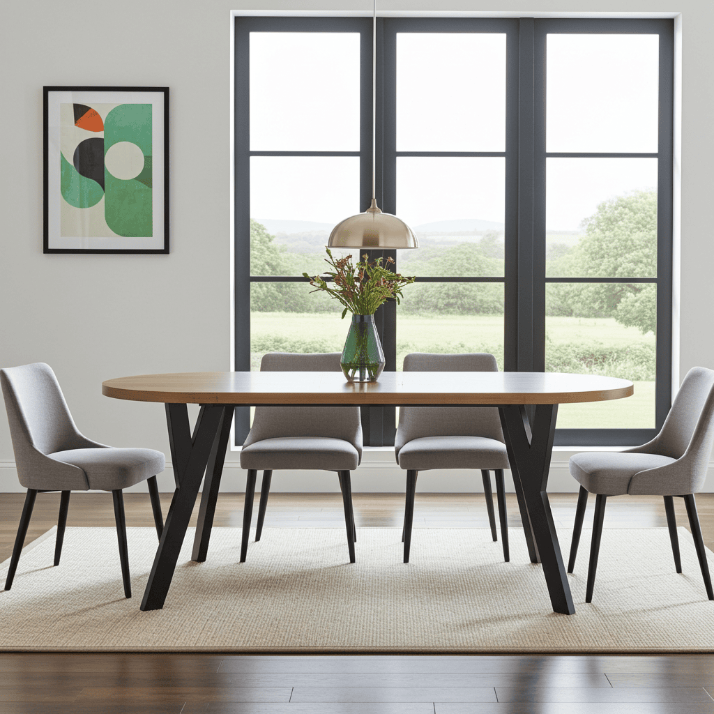 Modern Oak Veneer or Laminate Extendable Dining Table - Round to Oval 100-180cm