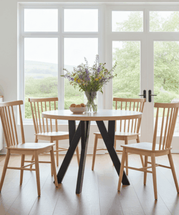 Modern Oak Veneer or Laminate Extendable Dining Table - Round to Oval 100-180cm