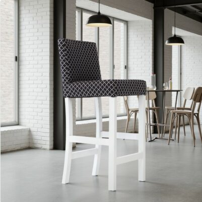 Monaco Classic Upholstered Bar Stool with Geometric Pattern