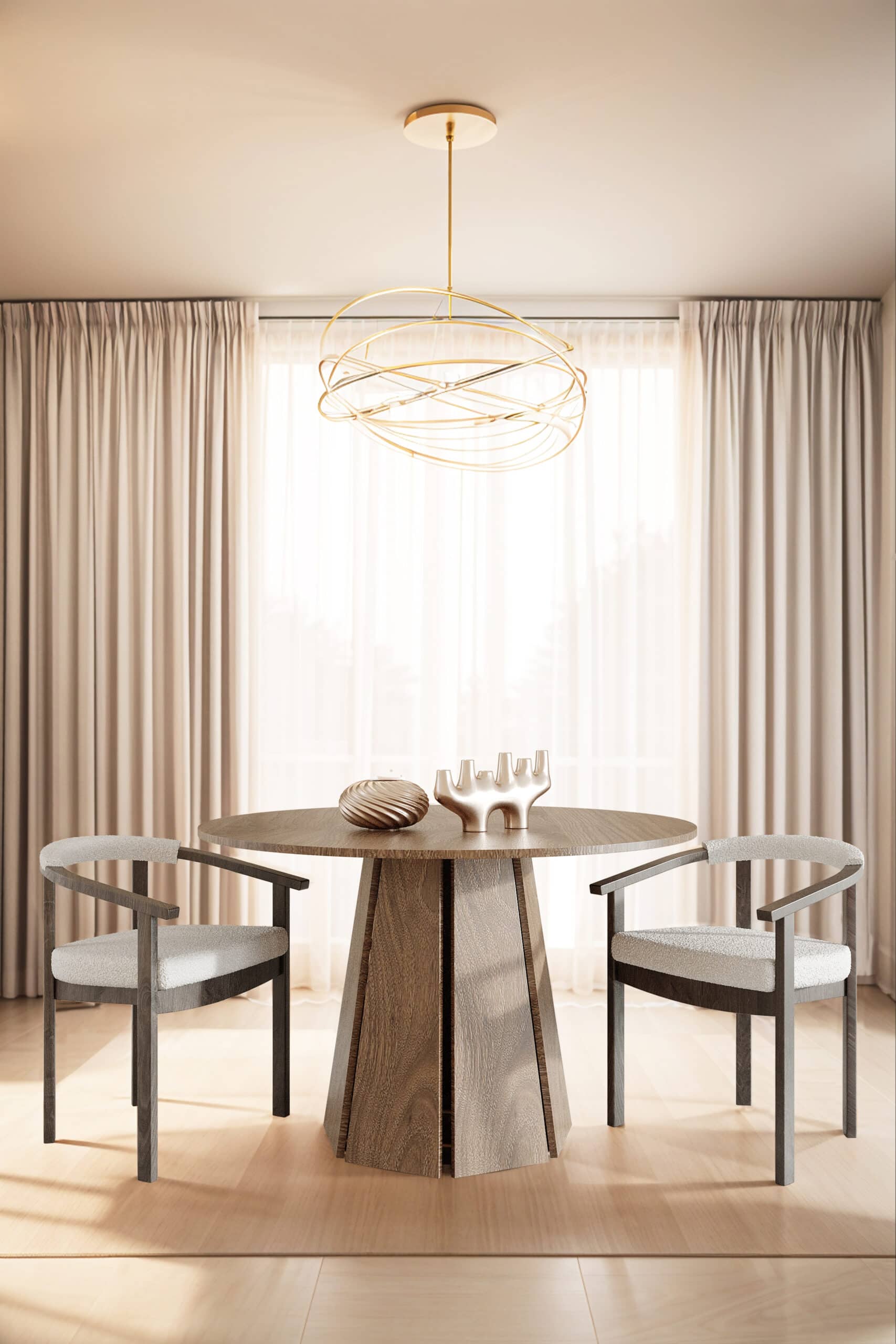 Oslo Contemporary Wooden Armchair with Bouclé Upholstery