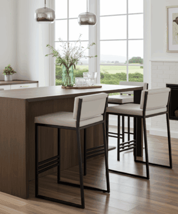 Sleek Black Metal Bar Stool with Plush Padded Cushion