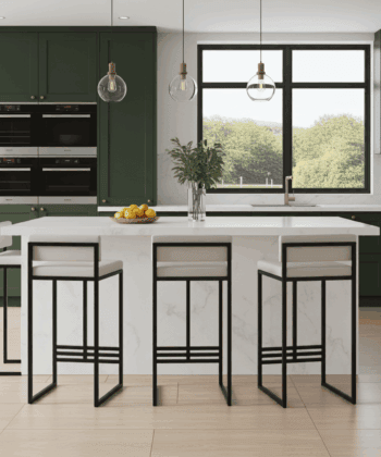 Sleek Black Metal Bar Stool with Plush Padded Cushion