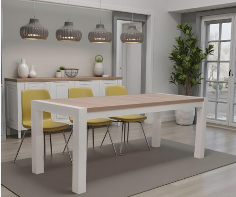 Sonoma Oak Extendable Dining Table with White Frame 140/200cm