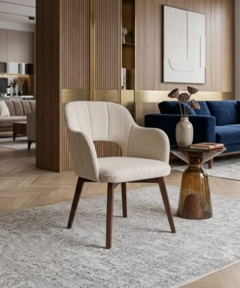 Stockholm Customisable Upholstered Armchair – Designer Cross-Base Quality