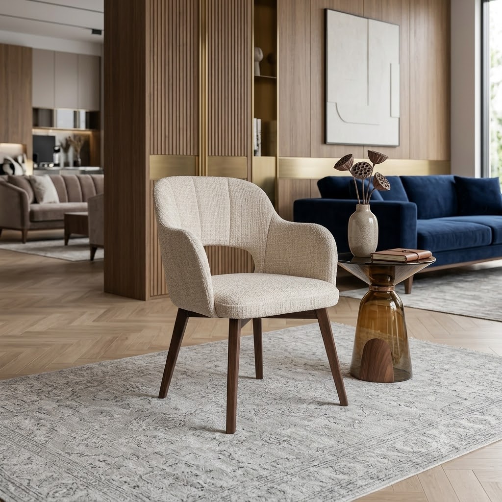 Stockholm Customisable Upholstered Armchair – Designer Cross-Base Quality