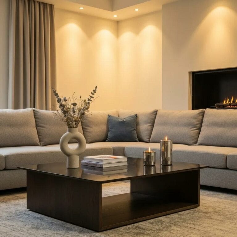 Stylish living room with a well-proportioned coffee table enhancing the decor
