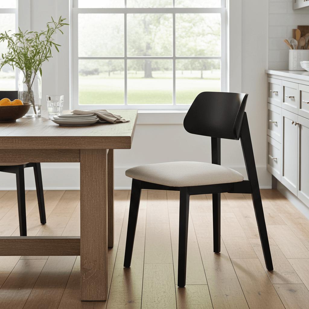 The Arlo Mid-Century Modern Dining Chair in Black and Cream