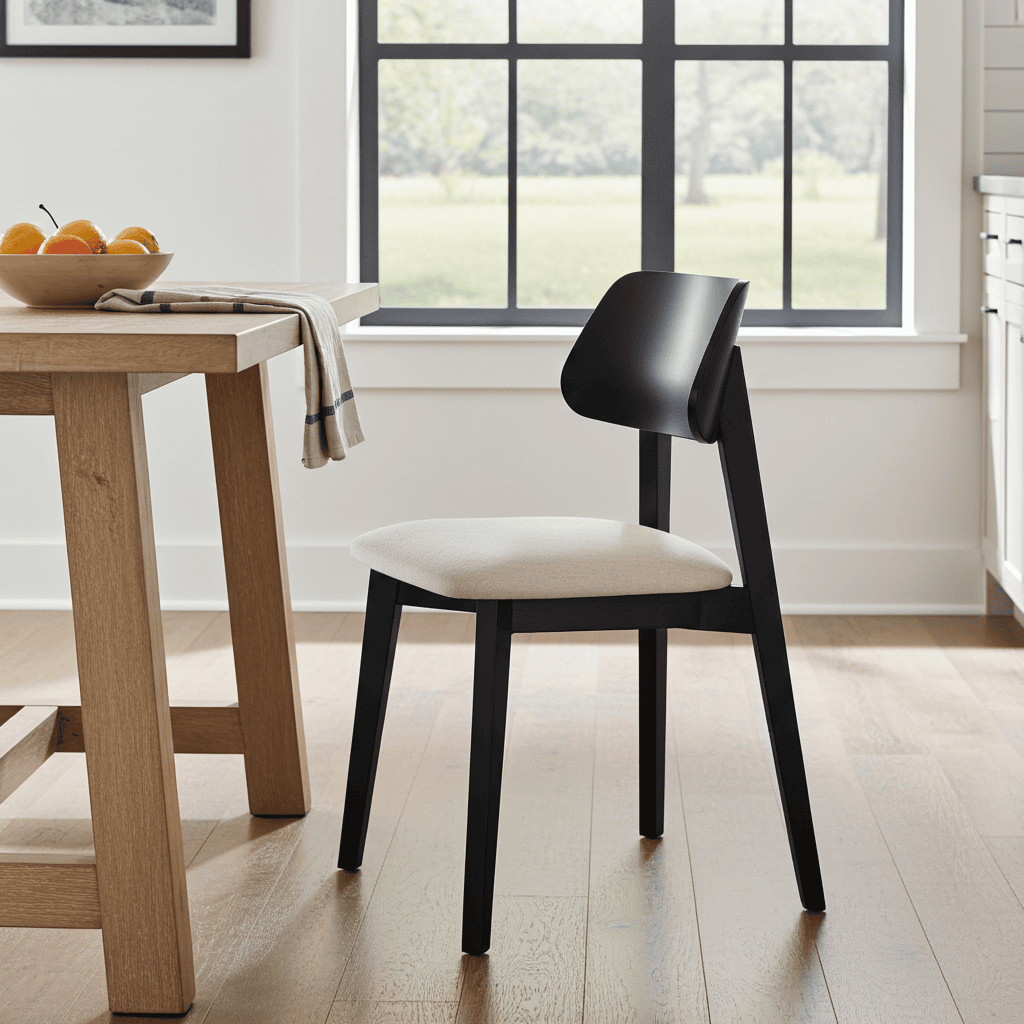 The Arlo Mid-Century Modern Dining Chair in Black and Cream