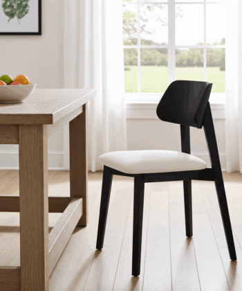 The Arlo Mid-Century Modern Dining Chair in Black and Cream