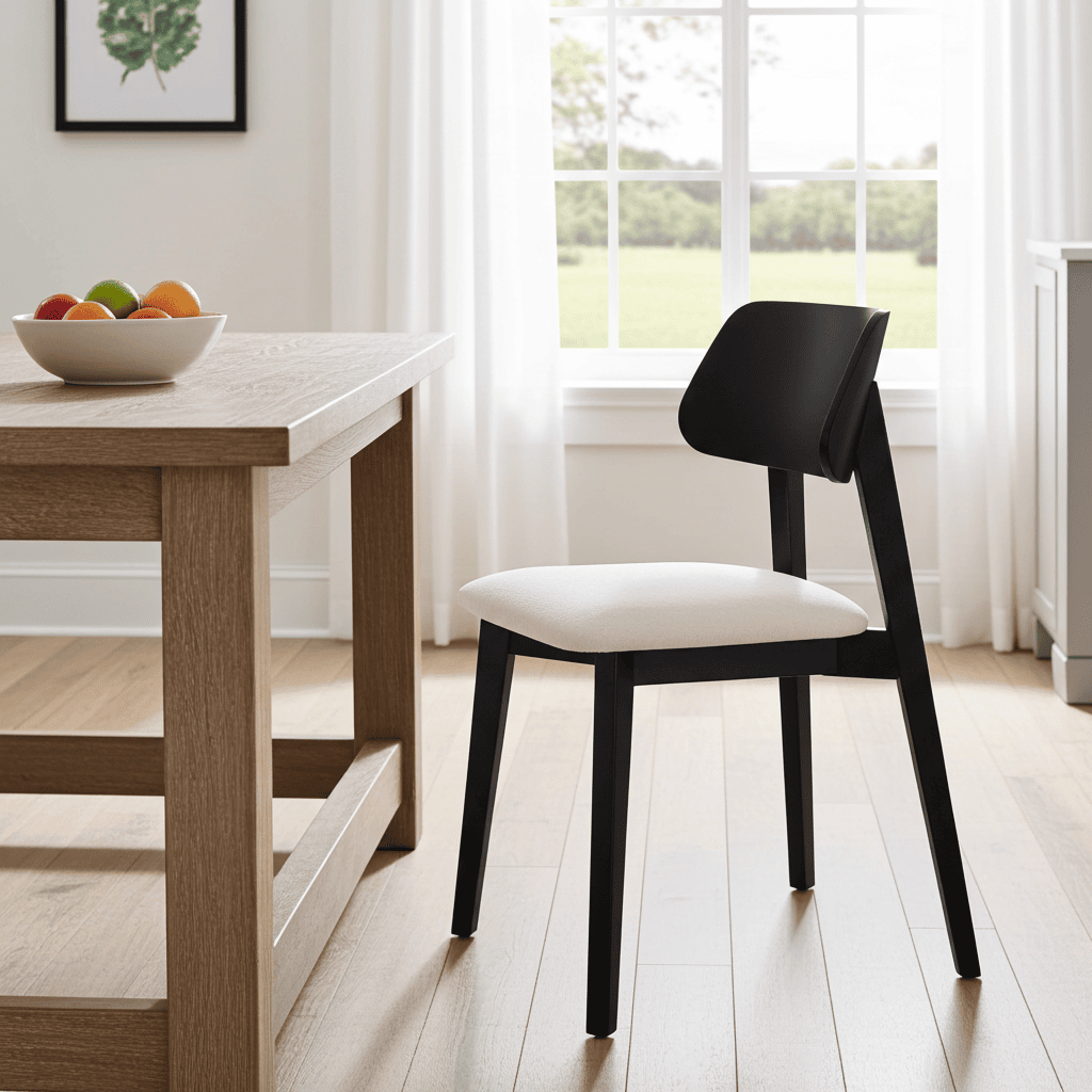 The Arlo Mid-Century Modern Dining Chair in Black and Cream