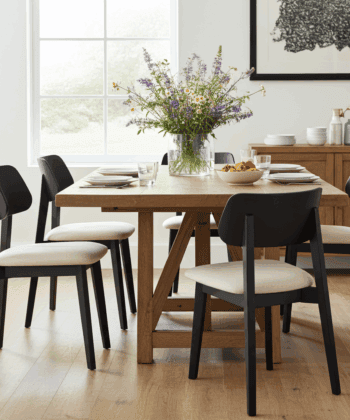 The Arlo Mid-Century Modern Dining Chair in Black and Cream