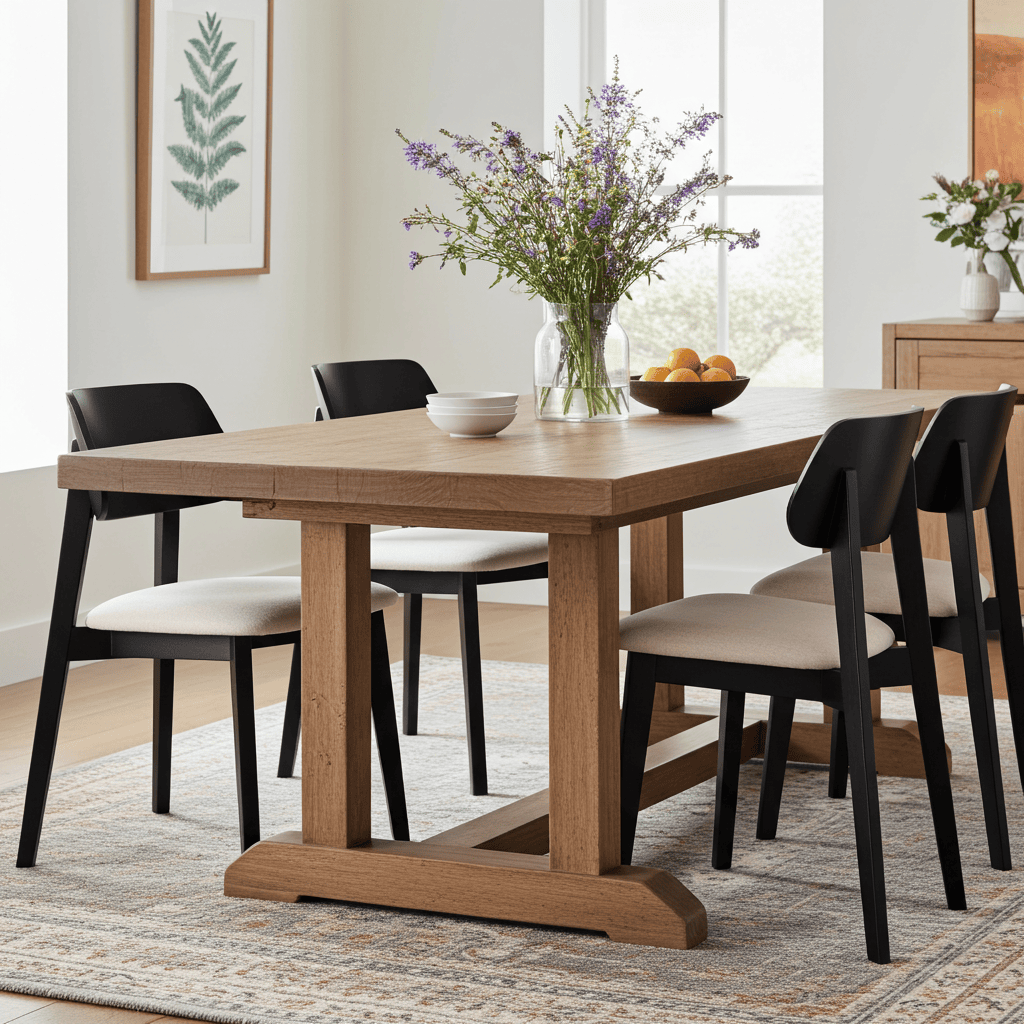 The Arlo Mid-Century Modern Dining Chair in Black and Cream