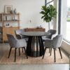 The Aurora Modern Round Dining Table Black with Sculptural Base