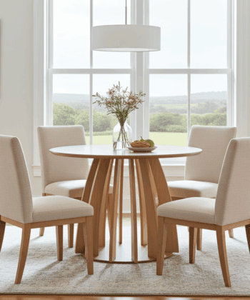 The Aurora Modern Round Dining Table Black with Sculptural Base
